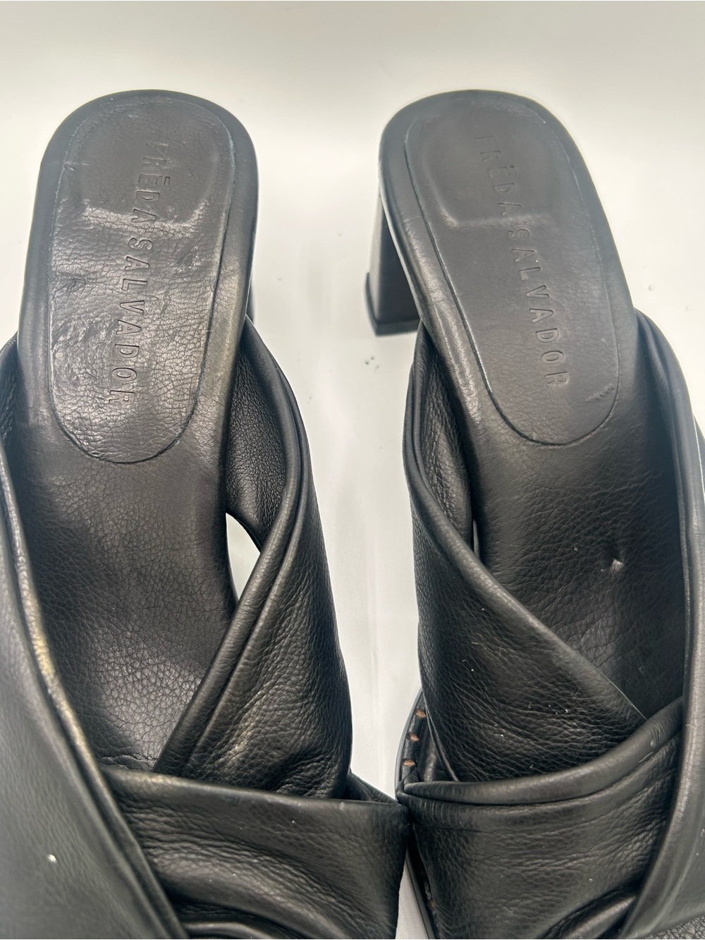 Freda Salvador Heeled Leather Slides View 4